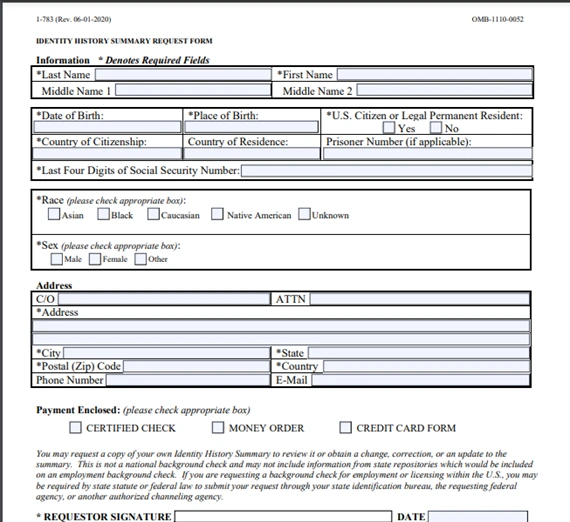 US FBI criminal record certificate via traditional mail