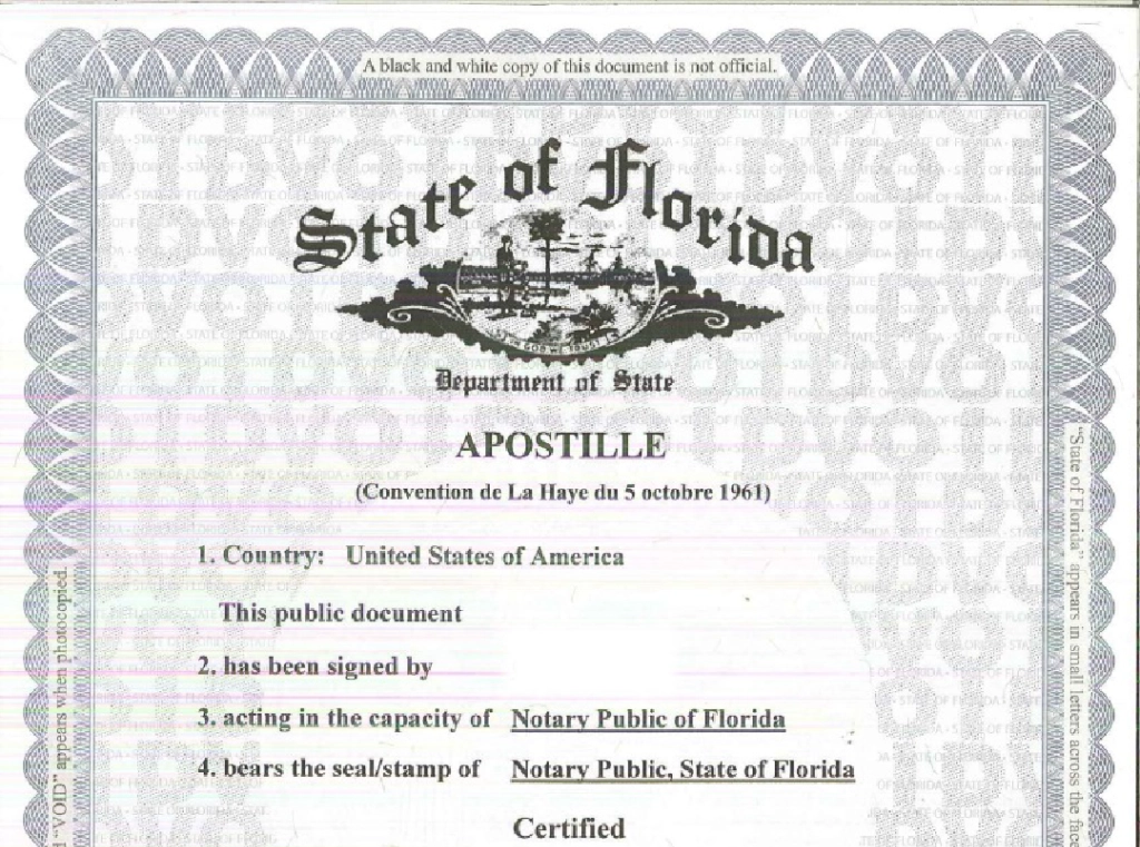 Benefit letter apostille