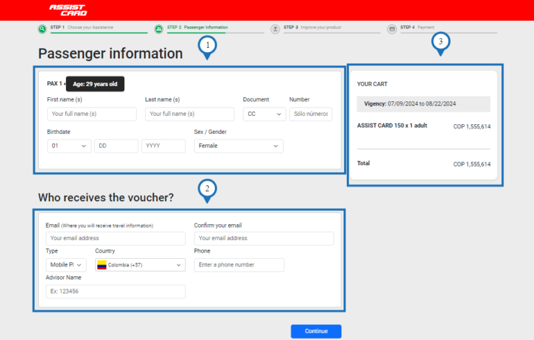 Payment Information of Assist Card